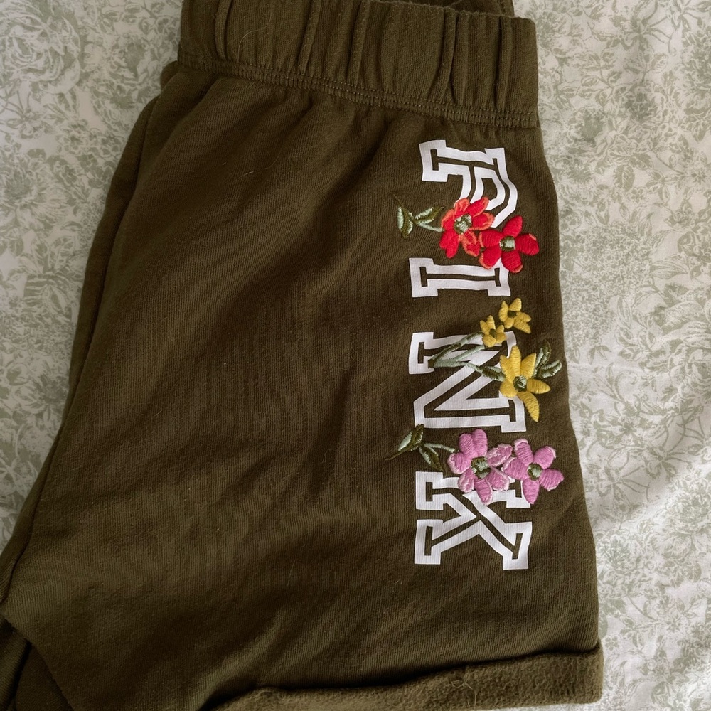 PINK Victoria's Secret Green and Red Athletic Shorts